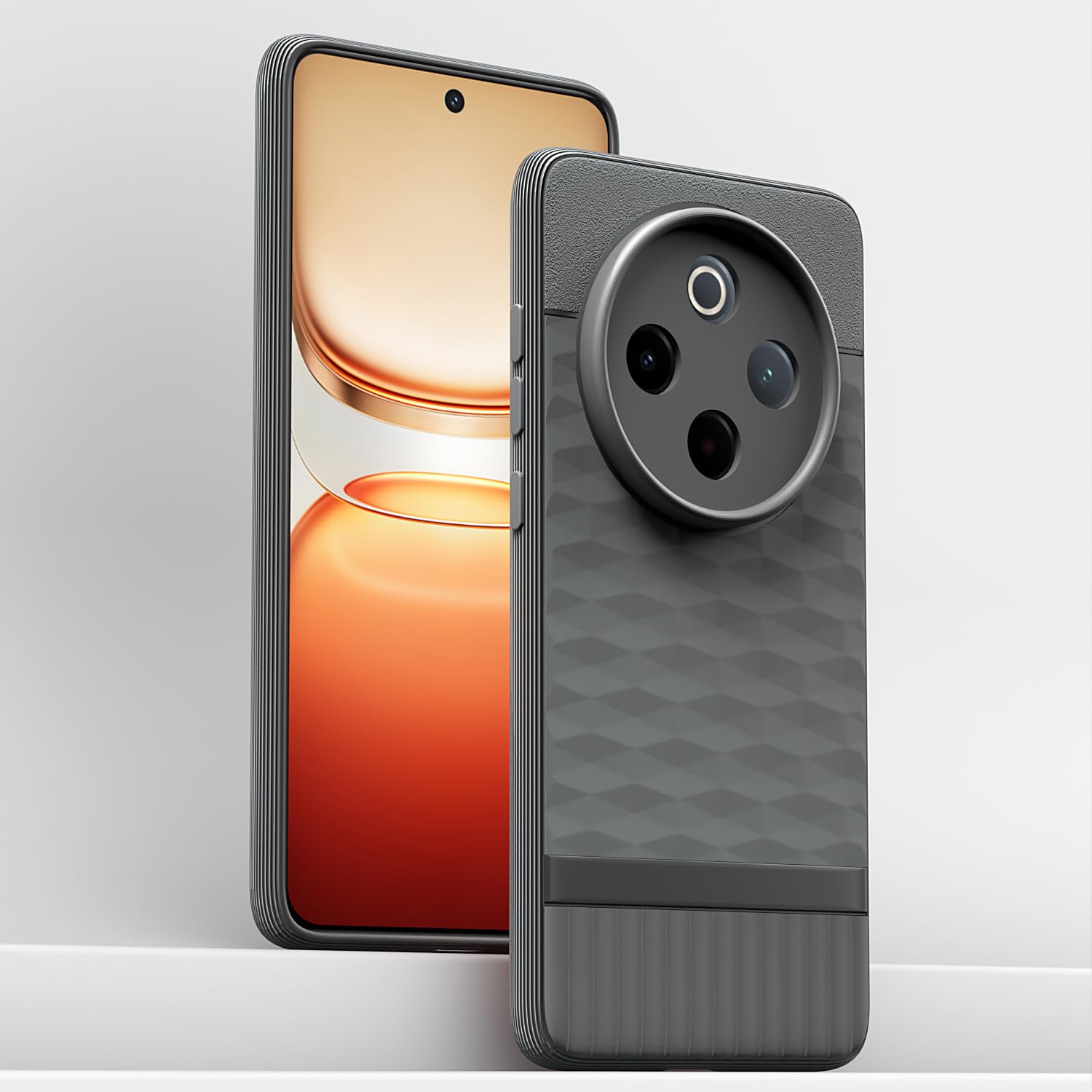 Back Cover for Vivo T4 5G / iQoo Z10 5G Soft Grip 3D Hexa Cube Texture Silicone Bumper Case (Grey)