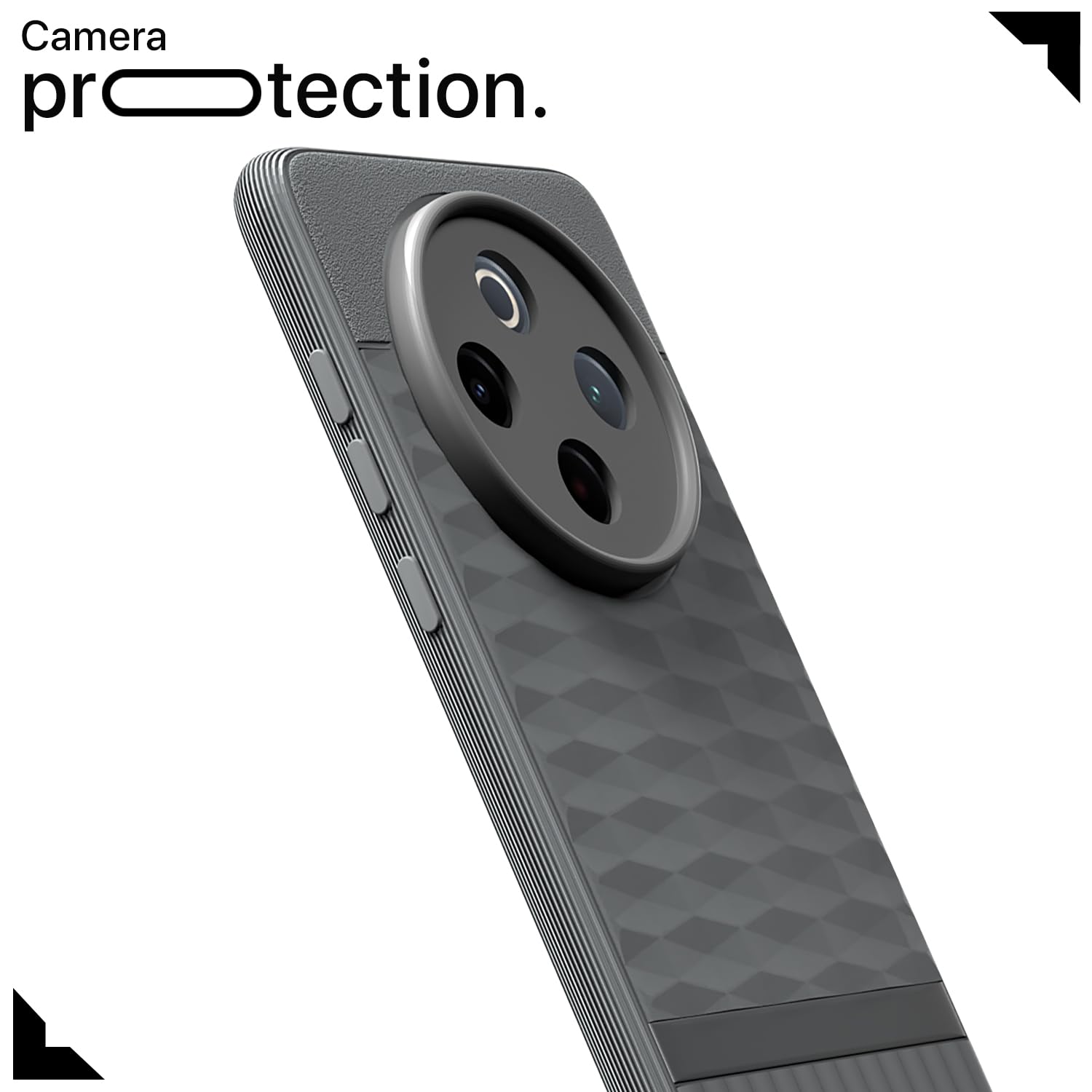 Back Cover for Vivo T4 5G / iQoo Z10 5G Soft Grip 3D Hexa Cube Texture Silicone Bumper Case (Grey)