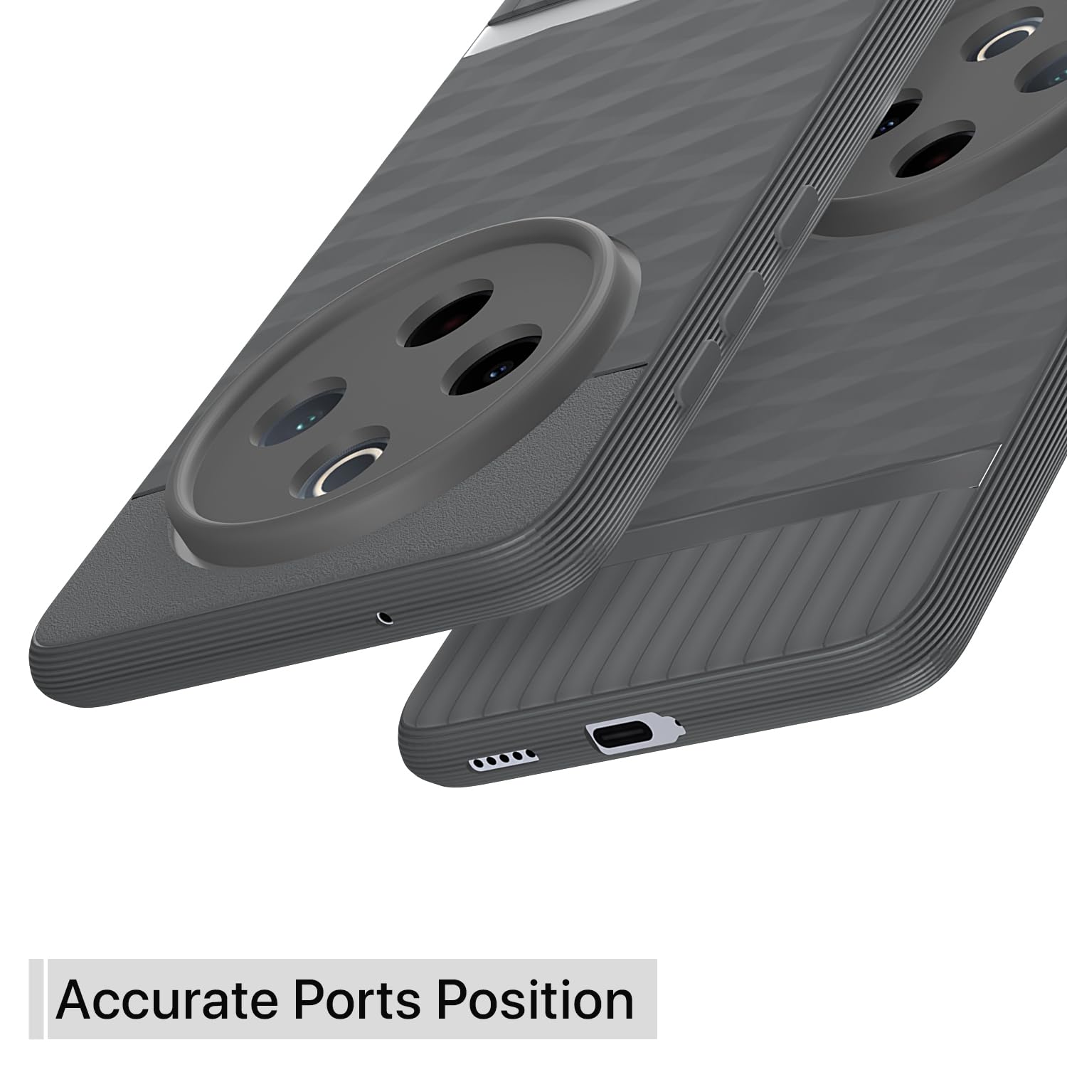 Back Cover for Vivo T4 5G / iQoo Z10 5G Soft Grip 3D Hexa Cube Texture Silicone Bumper Case (Grey)