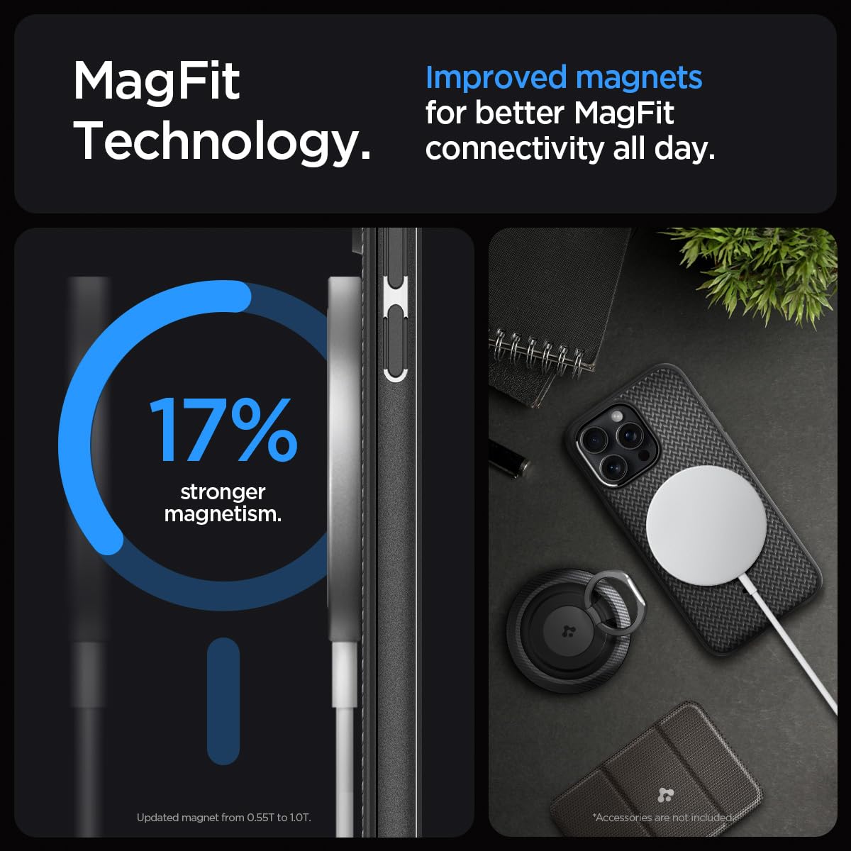 Mag Armor MagFit Back Cover Case for iPhone 15 Pro Max, MagSafe Compatible, Military-Grade - Polycarbonate + TPU | Matte Black