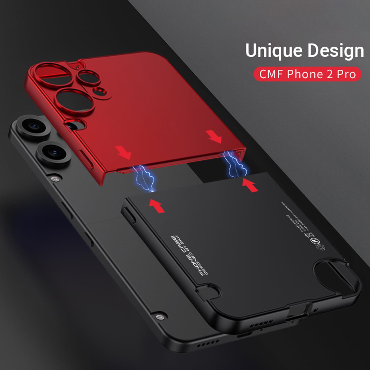 Double Dip Full 360 Protection Back Case Cover for CMF Phone 2 Pro (Red,Black)