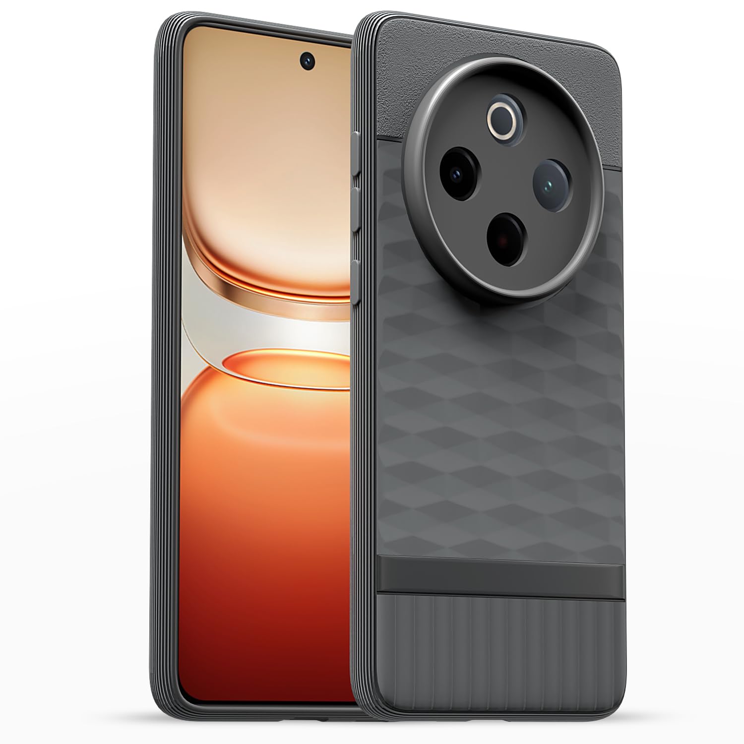 Back Cover for Vivo T4 5G / iQoo Z10 5G Soft Grip 3D Hexa Cube Texture Silicone Bumper Case (Grey)