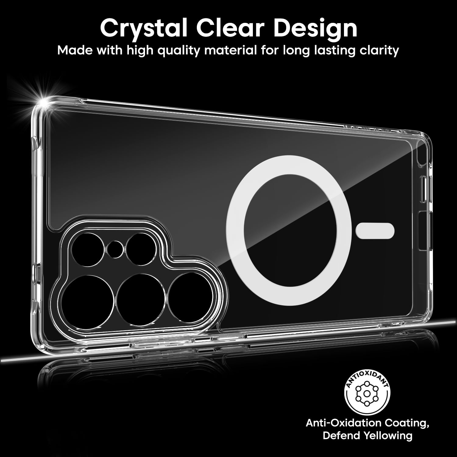 Samsung Galaxy S25 Ultra Case, Compatible with MagSafe, Magnetic Case for Samsung Galaxy S25 Ultra, Military-Grade Protection, TPU, Classic Hybrid Case (HaloLock), Clear
