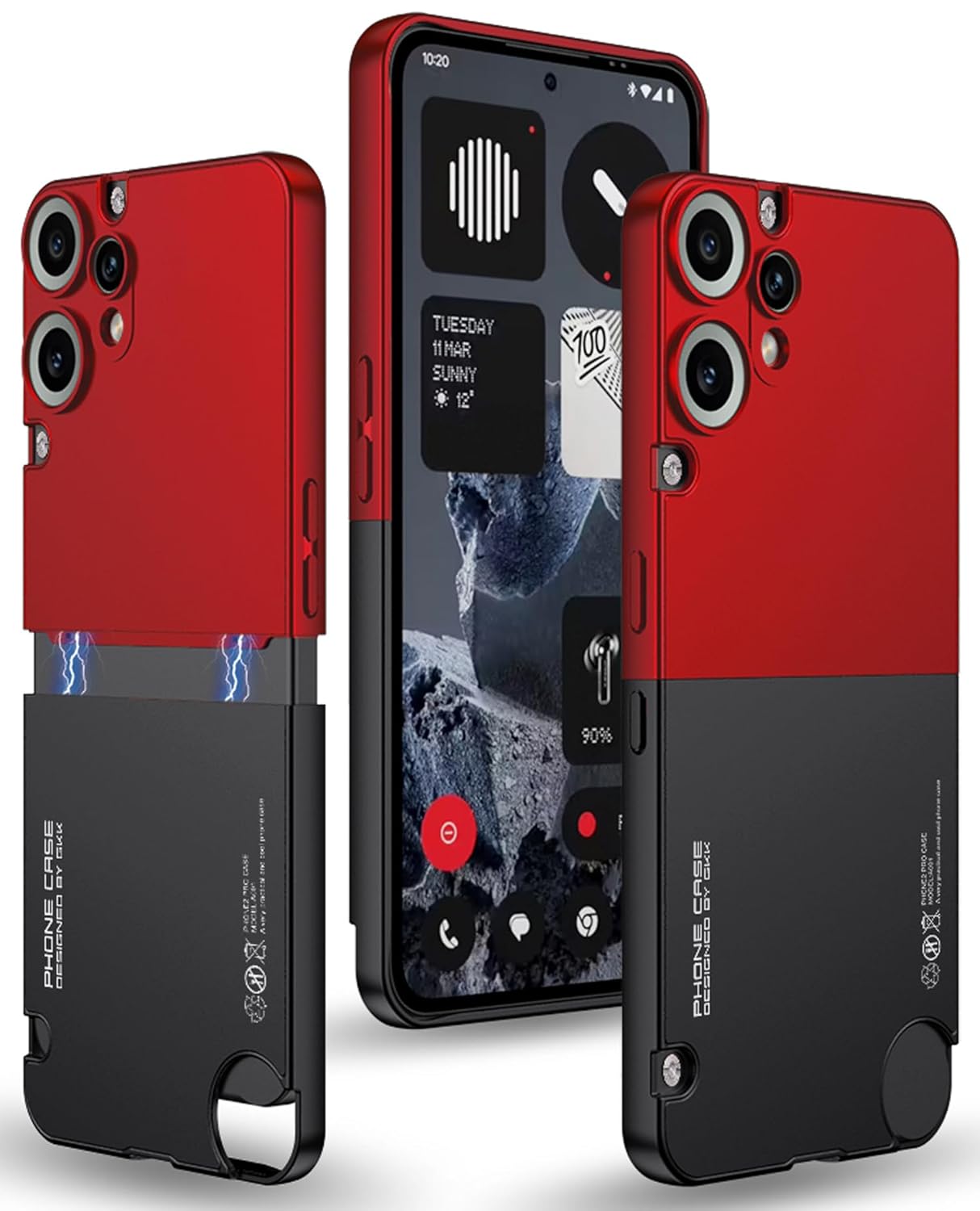 Double Dip Full 360 Protection Back Case Cover for CMF Phone 2 Pro (Red,Black)
