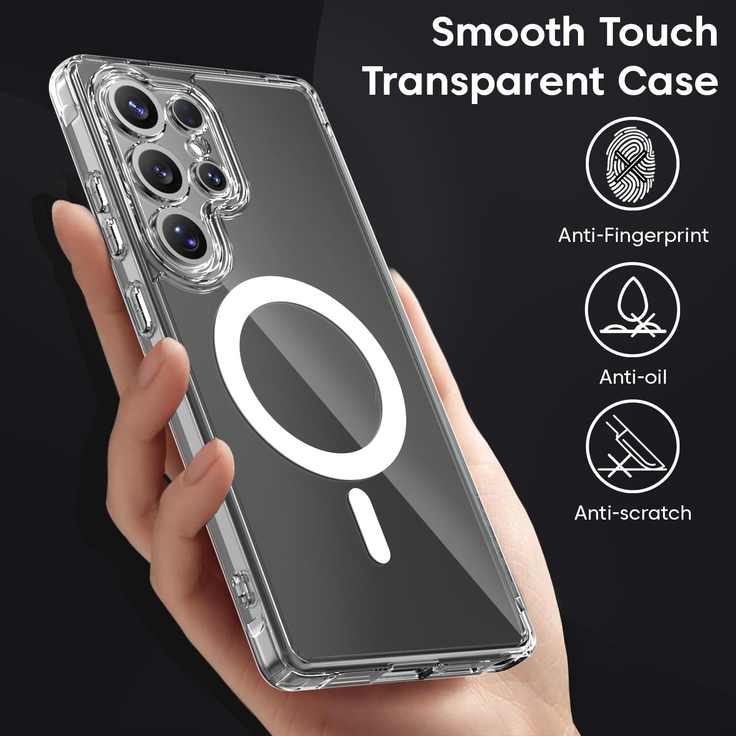 Samsung Galaxy S25 Ultra Case, Compatible with MagSafe, Magnetic Case for Samsung Galaxy S25 Ultra, Military-Grade Protection, TPU, Classic Hybrid Case (HaloLock), Clear