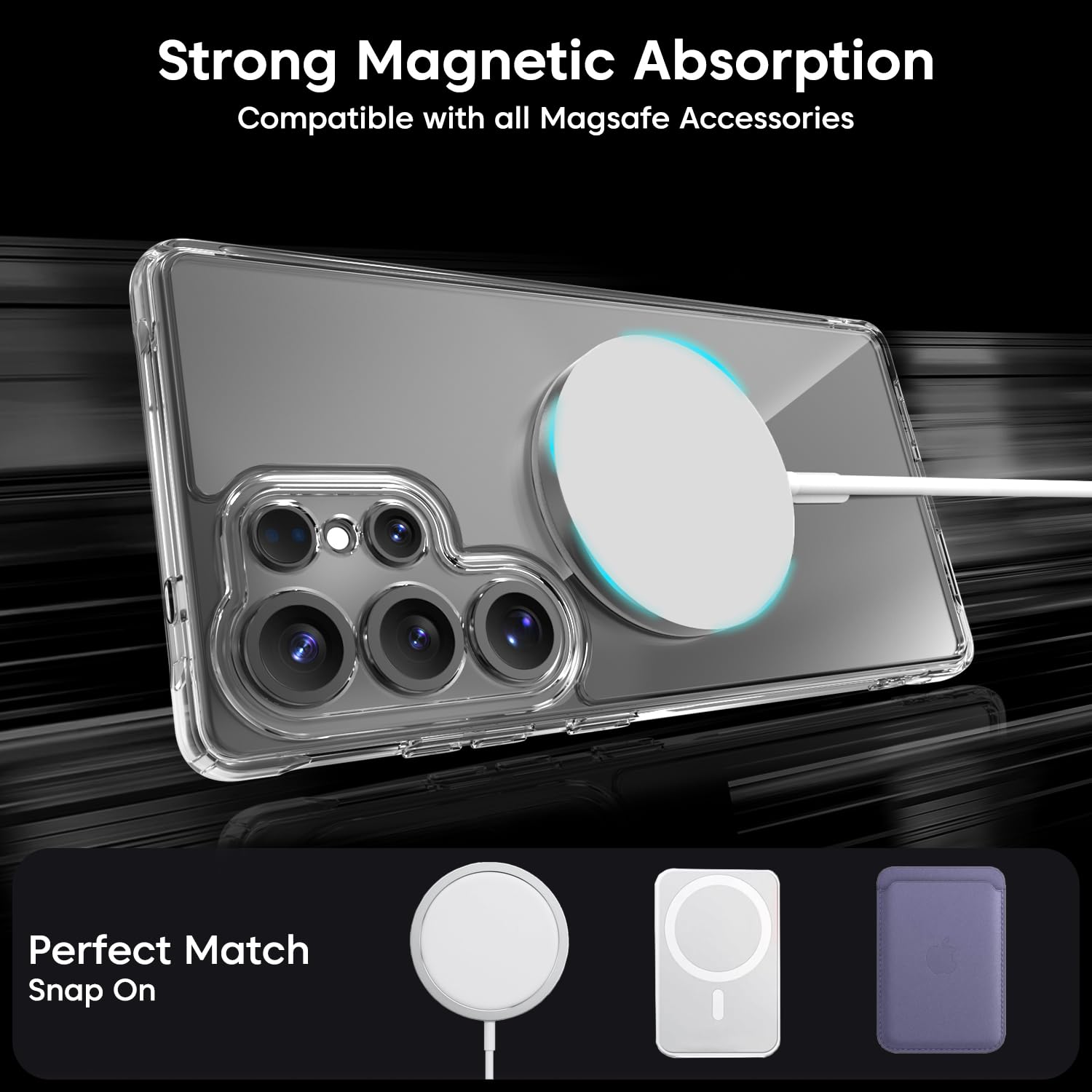 Samsung Galaxy S25 Ultra Case, Compatible with MagSafe, Magnetic Case for Samsung Galaxy S25 Ultra, Military-Grade Protection, TPU, Classic Hybrid Case (HaloLock), Clear
