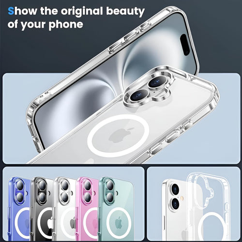 Crystal Hybrid Back Case Cover Compatible with iPhone 17 | Compatible with MagSafe| Clear Protective Case | Transparent Back Case - (Military-Grade Polycarbonate + TPU,Dual Layered)