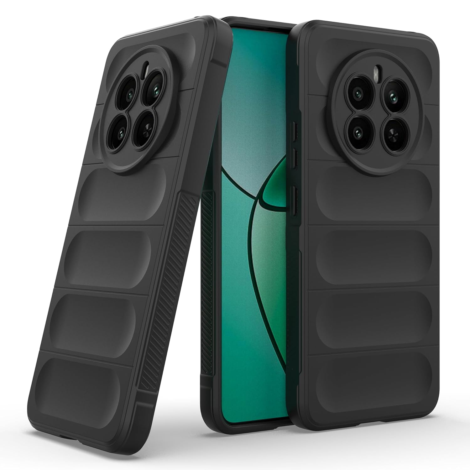 Back Case Cover for Realme Narzo 70 5G | Compatible for Realme Narzo 70 5G Back Case Cover | Matte Soft Flexible Silicon | Liquid Silicon Magic Case with Camera Protection | Black