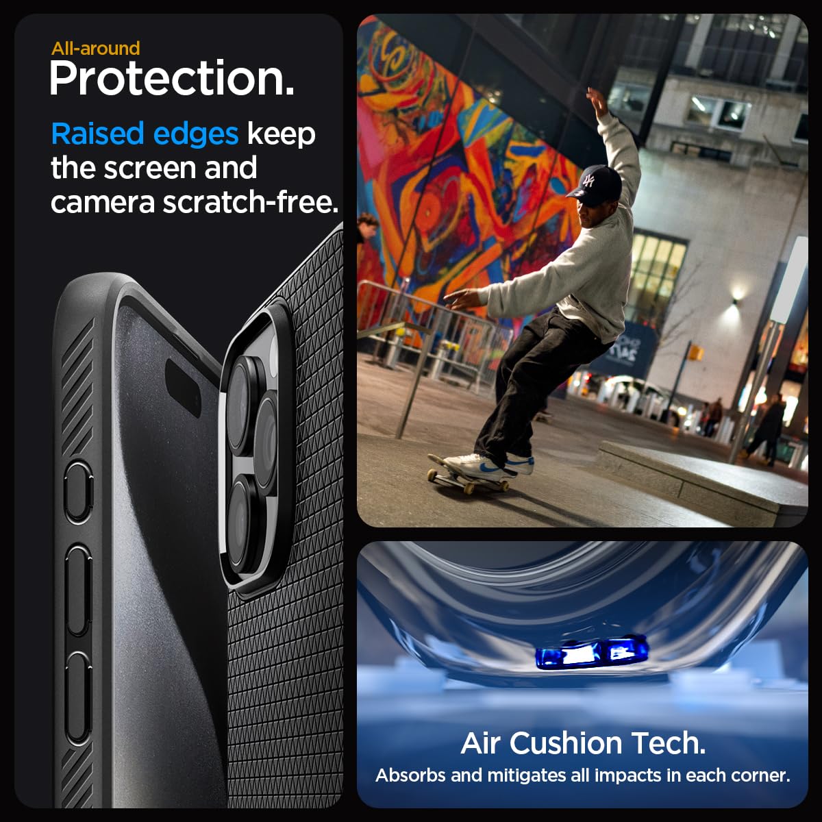 Liquid Air Back Cover Case for iPhone 15 Pro Max, Durable Protection, Air Cushion Technology - TPU | Matte Black
