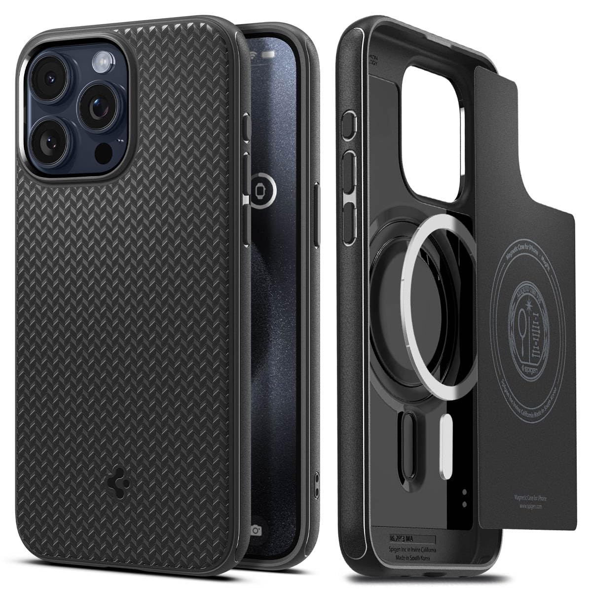 Mag Armor MagFit Back Cover Case for iPhone 15 Pro Max, MagSafe Compatible, Military-Grade - Polycarbonate + TPU | Matte Black