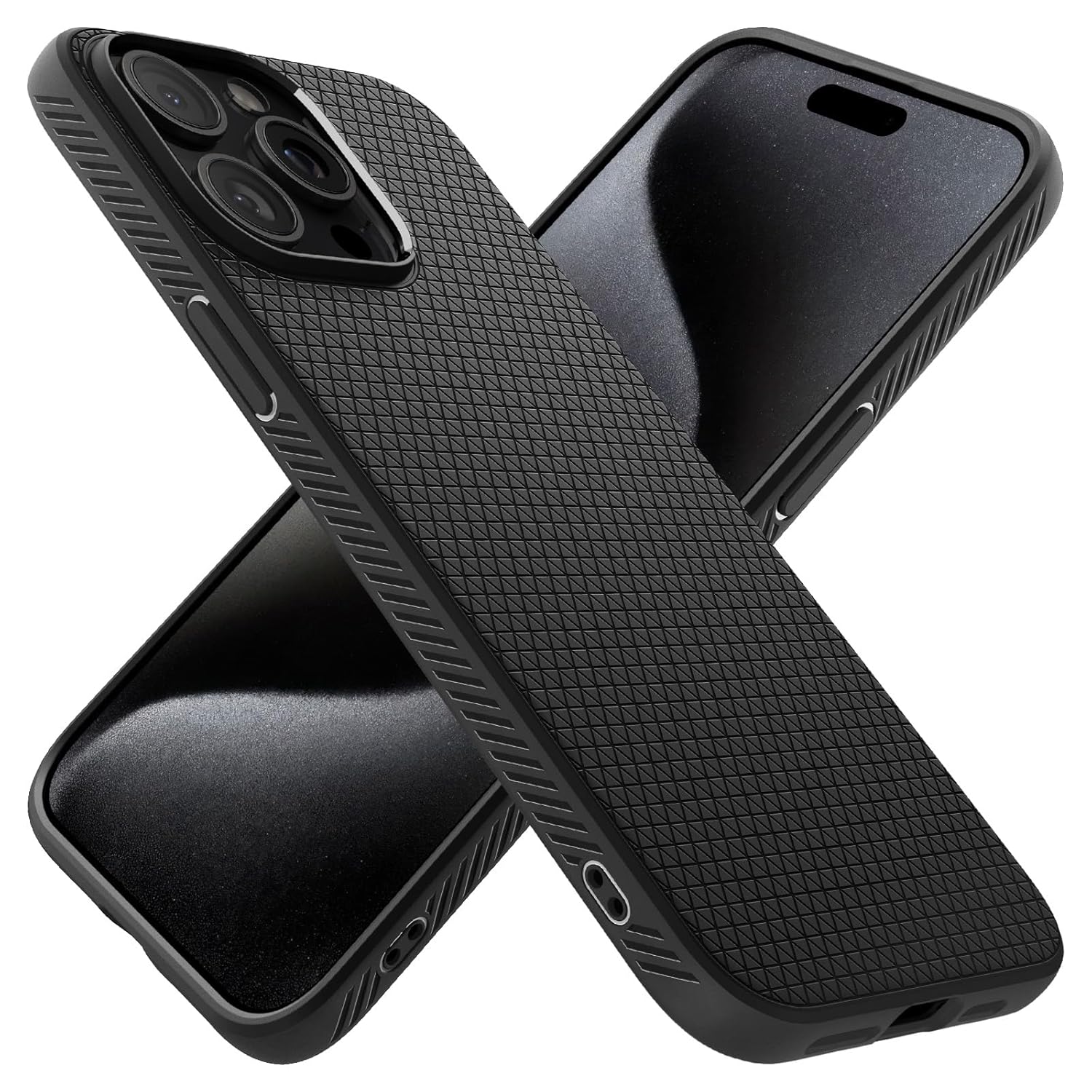 Liquid Air Back Cover Case for iPhone 15 Pro Max, Durable Protection, Air Cushion Technology - TPU | Matte Black